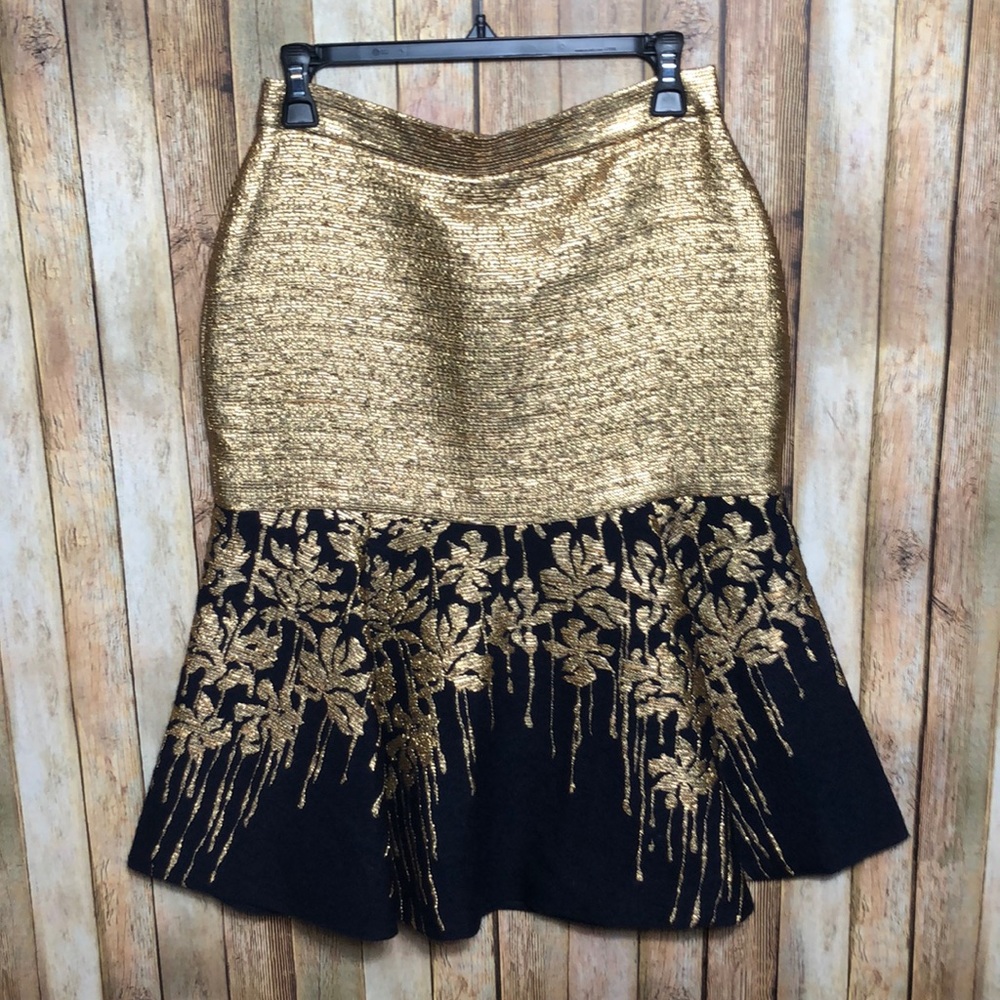 NWT Katherine Kidd Gorgeous and Gold Peplum Skirt